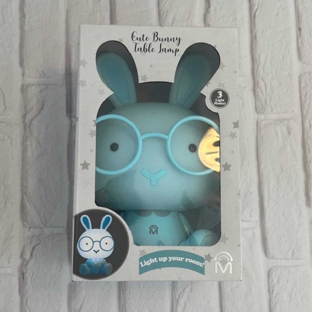 Blue Cute Bunny Table Lamp Touch Tip 3 Modes